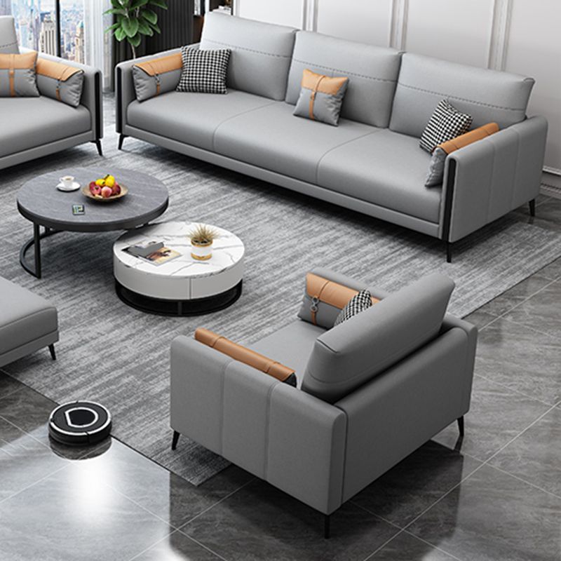 Stain Resistant Stationary Faux Leather Recessed Arm Standard Sofa Clearhalo 'furn' 'furn_sofas' 'Furniture' 'furniture_sofas' 'Living Room Furniture' 'Sofa' 'sofas' 1200x1200_8ac326a2-579e-43ba-8dcb-f3ba6ce21649
