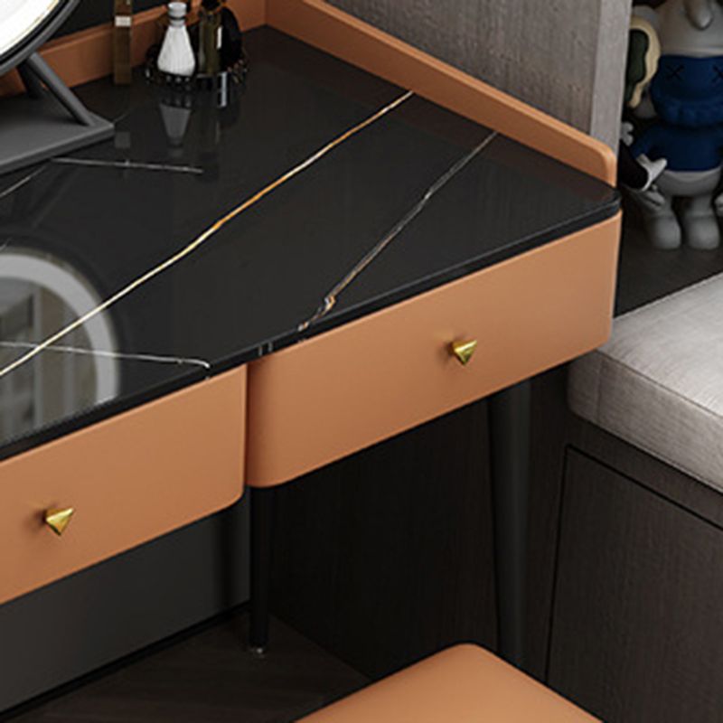 Tocador contemporáneo 2 cajones de almacenamiento tocador con taburetes acolchados