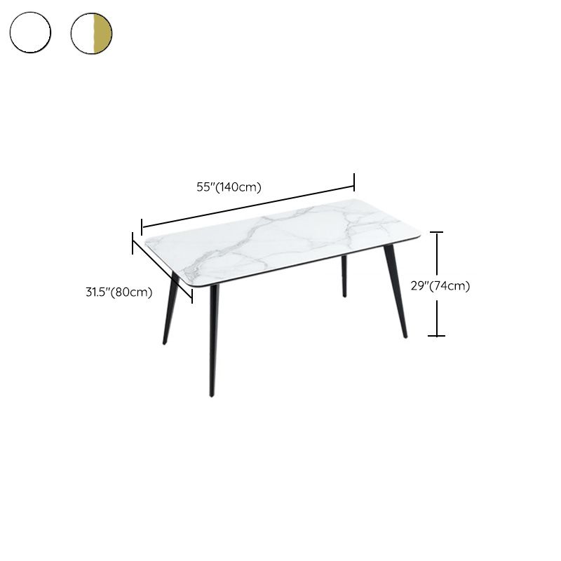 Polished Finish Dinette Table with Metal Legs Stone Top Indoor Dining Table Clearhalo 'Dining Tables & Seating' 'Dining Tables' 'dining_table' 'furn' 'furn_dining_table' 'Furniture' 'Kitchen & Dining Furniture' 1200x1200_8ac362a1-ab2a-4d90-8a52-257f93c6e100