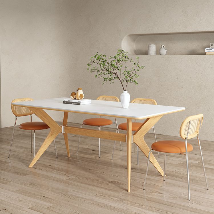 Steen top eettafel set met houten frame 1/4/5/7 stuks moderne dinette set voor thuis