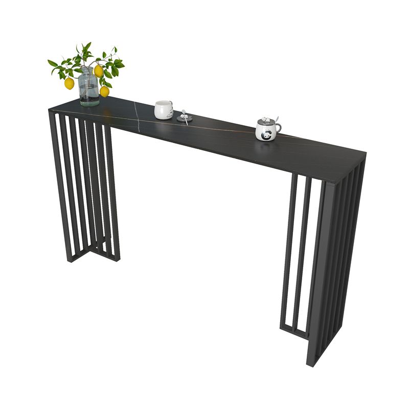 Modern Iron Bar Dining Table with Stone Top Rectangle Indoor Bistro Table Clearhalo 'Bar Furniture' 'Bar Tables' 'bar_tables' 'furn' 'furn_bar_tables' 'Furniture' 'furniture_bar_tables' 'Kitchen & Dining Furniture' 1200x1200_8ac44686-491d-42b9-9fc1-23e4e43ede19