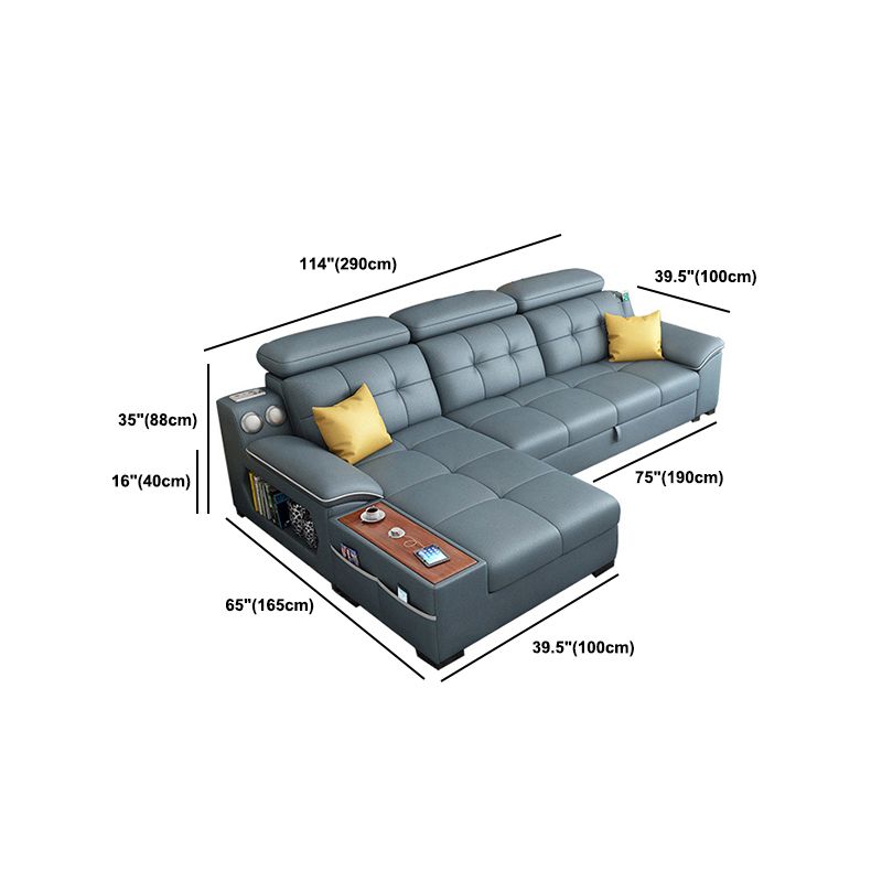 64.96" D x 34.65" H Sleeper Sofa & Chaise Pillow Top Arm Sofa