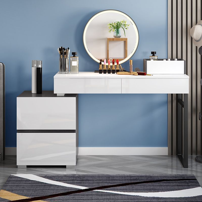 Modern 28.94" H Vanity Dressing Table Set 4 Drawers White Dresser with Stool Clearhalo 'Bedroom Furniture' 'furn' 'furn_makeup_vanities' 'Furniture' 'Makeup Vanities' 'makeup_vanities' 1200x1200_8ac6adac-0790-4126-bc6e-65998f377ee1