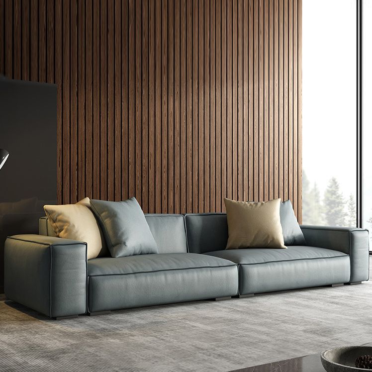 Zeitgenössischer stationärer Kunstleder Wohnzimmer Sitzplatz Square Arm Kissen Sofa