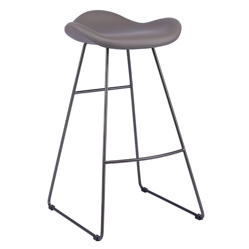 Glam Leather Bar Stool Backless Metal Base Counter Stool for Bristol