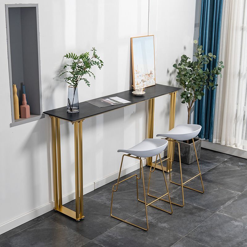 Glam Marble Counter Table with Rectangle Table Top Sled Table - 41.3" H Clearhalo 'Bar Furniture' 'Bar Tables' 'bar_tables' 'furn' 'furn_bar_tables' 'Furniture' 'furniture_bar_tables' 'Kitchen & Dining Furniture' 1200x1200_8ac9dc2d-6b19-4765-81d5-46f54e7925e2
