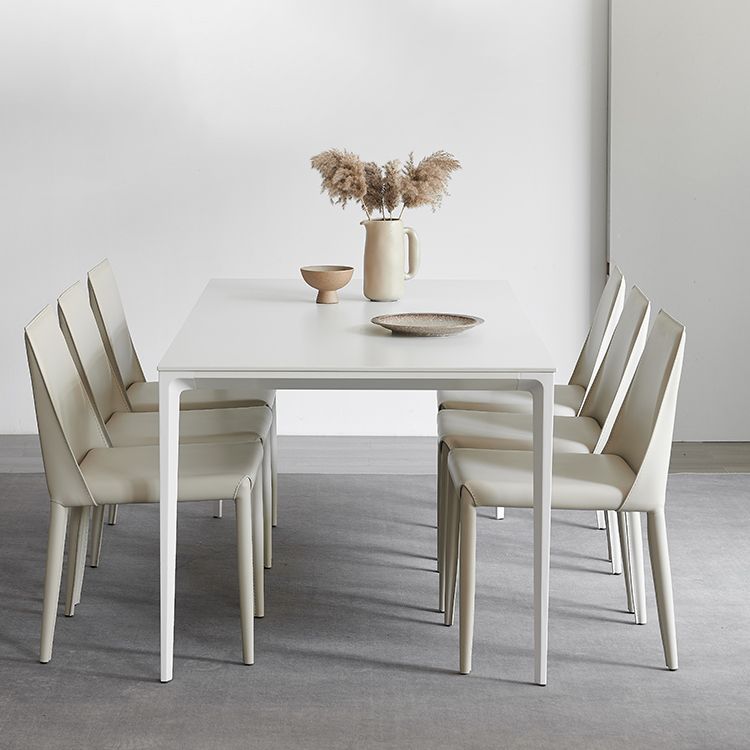 Modern Sintered Stone Table Set of 5/7 with Rectangle Table Dining Set with White Chairs Clearhalo 'Dining Room Sets' 'Dining Tables & Seating' 'dining_room_set' 'furn' 'furn_dining_room_set' 'Furniture' 'furniture_dining_room_set' 'Kitchen & Dining Furniture' 'kitchen&dining_furn' 'kitchen' 1200x1200_8acb935f-e4e8-490a-a4ef-a8ea0c6a9990
