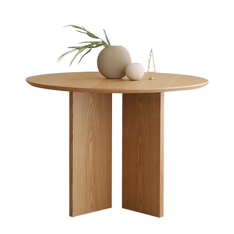 Ronde massief houten eettafel Modern bruin of natuurlijk meubilair met houten onderstel