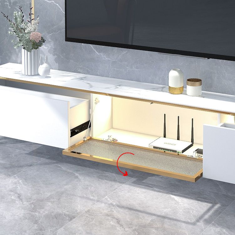 Gabinete de TV de almacenamiento blanco de estilo de piedra estilo glam estilo con 2 cajones