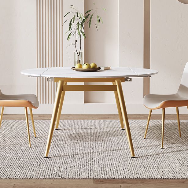 Table de salle à manger extensible moderne avec plateau en pierre et 4 pieds