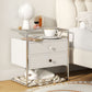 1 Shelf Glass Top Nightstand Contemporary Drawer Storage Night Table ,20.5" Tall