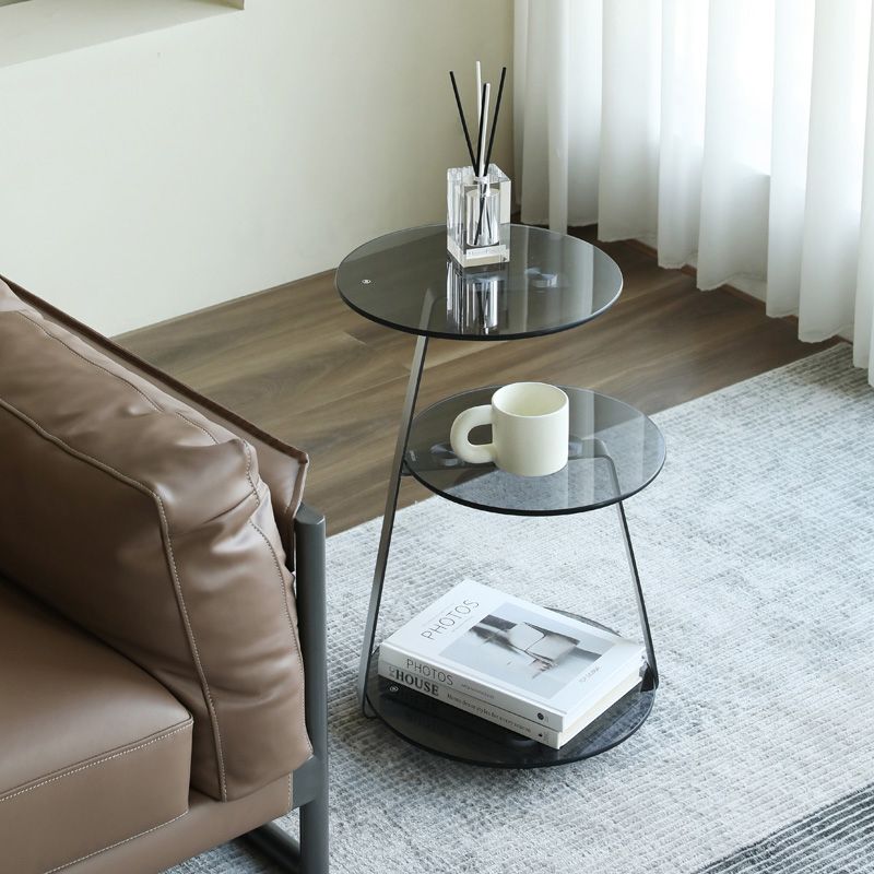 Modern Corner Table Round 3-Tier Side End Table with Storage