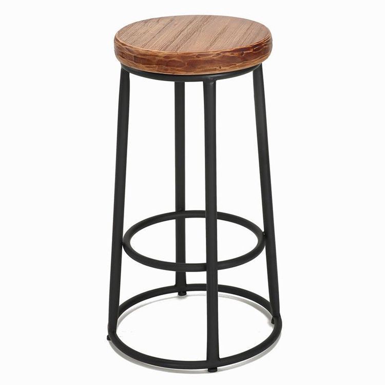 Brown Wood Backless and Armless Stool Industrial Bar and Counter Stool with Iron Legs Clearhalo 'Bar Furniture' 'Bar Stools' 'bar_stools' 'furn' 'furn_bar_stools' 'furniture_bar_stools' 'Kitchen & Dining Furniture' 'kitchen&dining_furn' 'kitchen' 'kitchen_furn' Furniture' 1200x1200_8ad0917a-33b3-45fa-a326-fb61bc5b767a