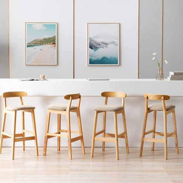 Scandinavian Rubberwood Upholstered Bar Stools Matte Finish Footrest Stool Clearhalo 'Bar Furniture' 'Bar Stools' 'bar_stools' 'Furniture' 'furniture_bar_stools' 'Kitchen & Dining Furniture' 1200x1200_8ad140d9-01c4-4fb0-8ce2-5fb52348b507