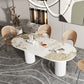 Stone Top Dining Table Contemporary Dining Table with Double Pedestal
