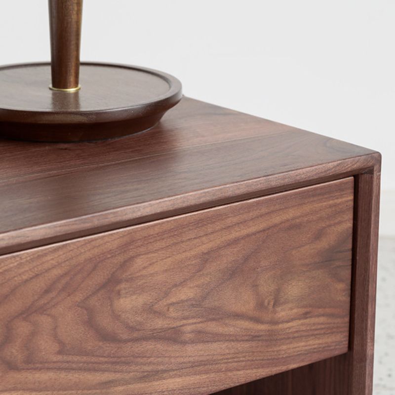 パールウッドベッドサイドキャビネット1引き出しコンテンポラリーオープンストレージベッドナイトスタンド