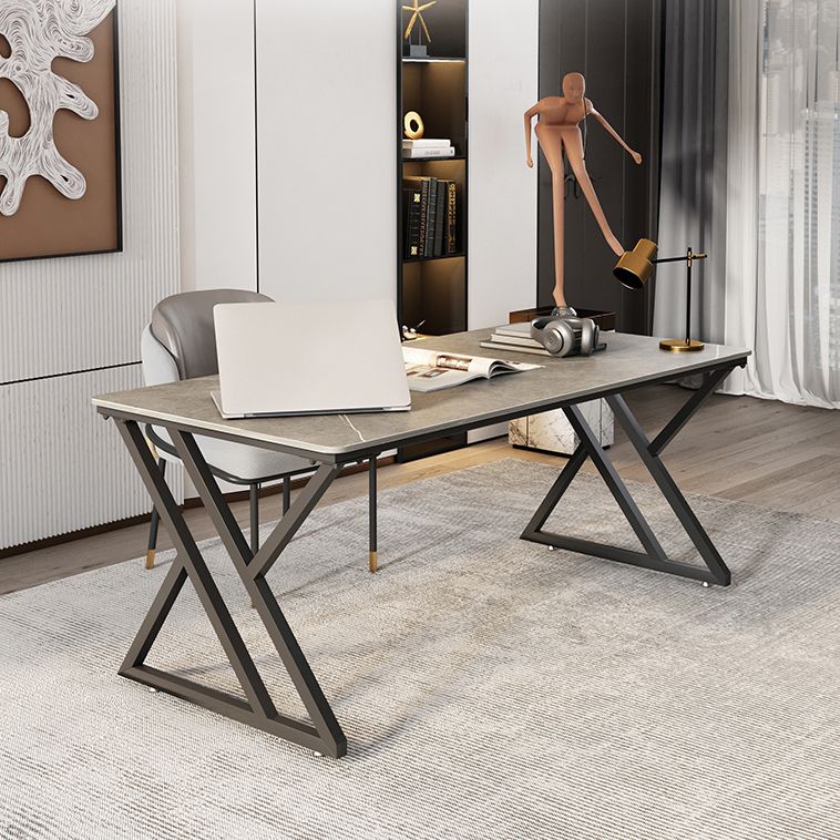 Zeitgenössischer Stil rechteckiger Schreibtisch Stein Schlitten Basis Büro Schreibtisch
