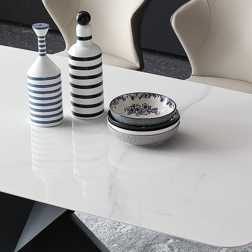 Industrial Sintered Stone Dining Table Single Pedestal Base Rectangle Table for Home Clearhalo ' dining_table' 'Dining Tables & Seating' 'Dining Tables' 'furn' 'furn_dining_table' 'Furniture' 'furniture_dining_table' 'Kitchen & Dining Furniture' 'kitchen&dining_furn' 'kitchen' 'kitchen_dining_table' 1200x1200_8ad93afe-5af8-4990-9199-df8e81061463