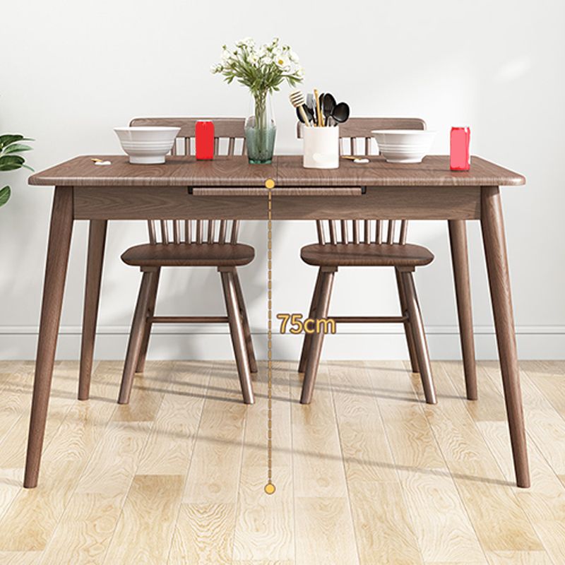Extendable Solid Wood Dining Table Rectangular Table for Home