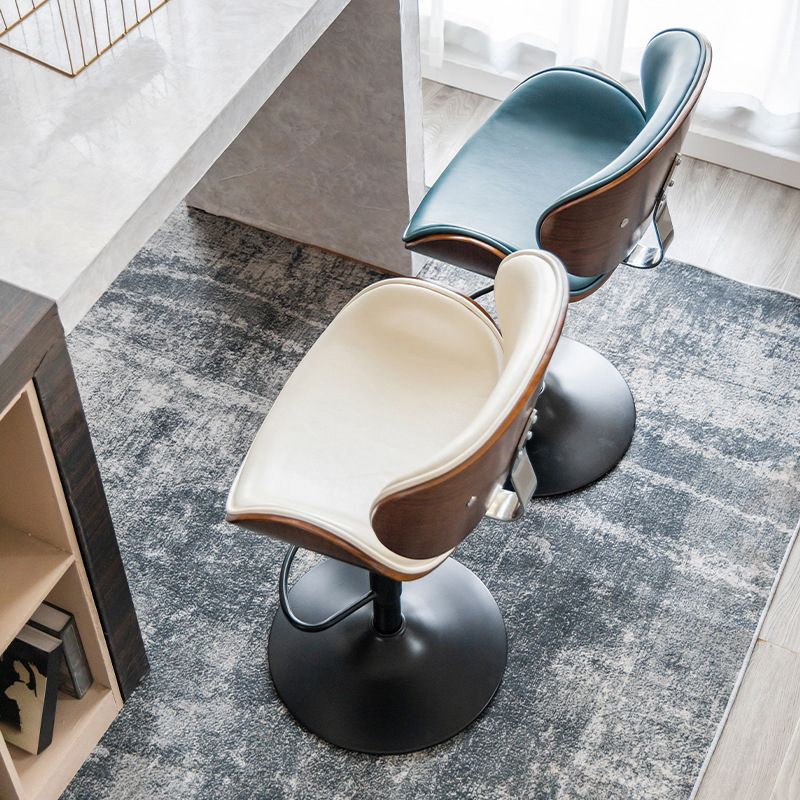 Contemporary Metal Adjustable Barstool Leather Counter Stool with Swivel in Matte Finish Clearhalo 'Bar Furniture' 'Bar Stools' 'bar_stools' 'furn' 'furn_bar_stools' 'Furniture' 'Kitchen & Dining Furniture' 1200x1200_8ada442a-334e-4842-95c9-2d8cc679d3d2