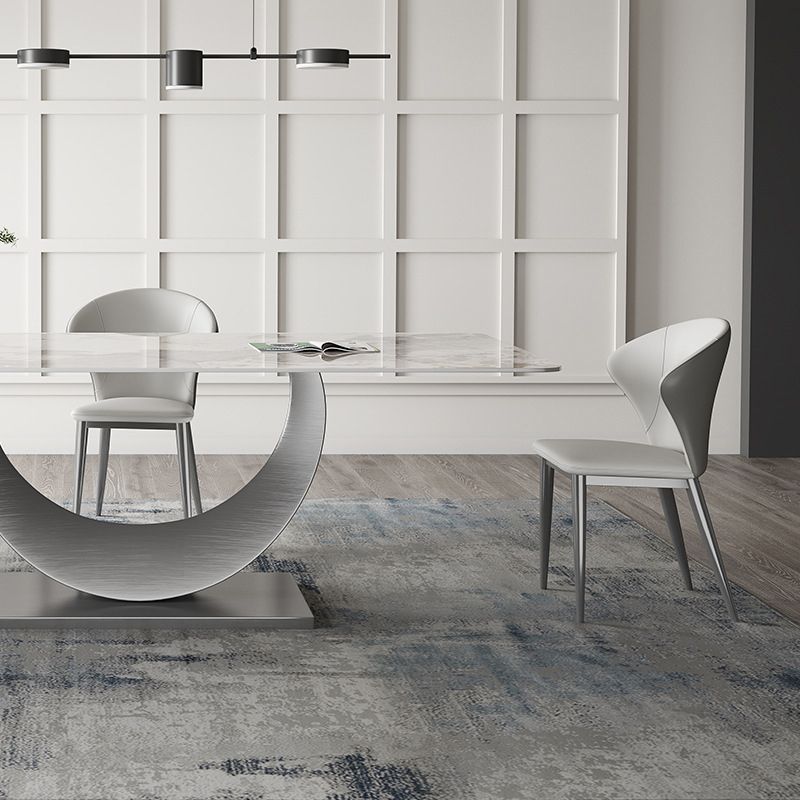 Kitchen Contemporary Side Chair Gray Legs Wingback Dining Chair