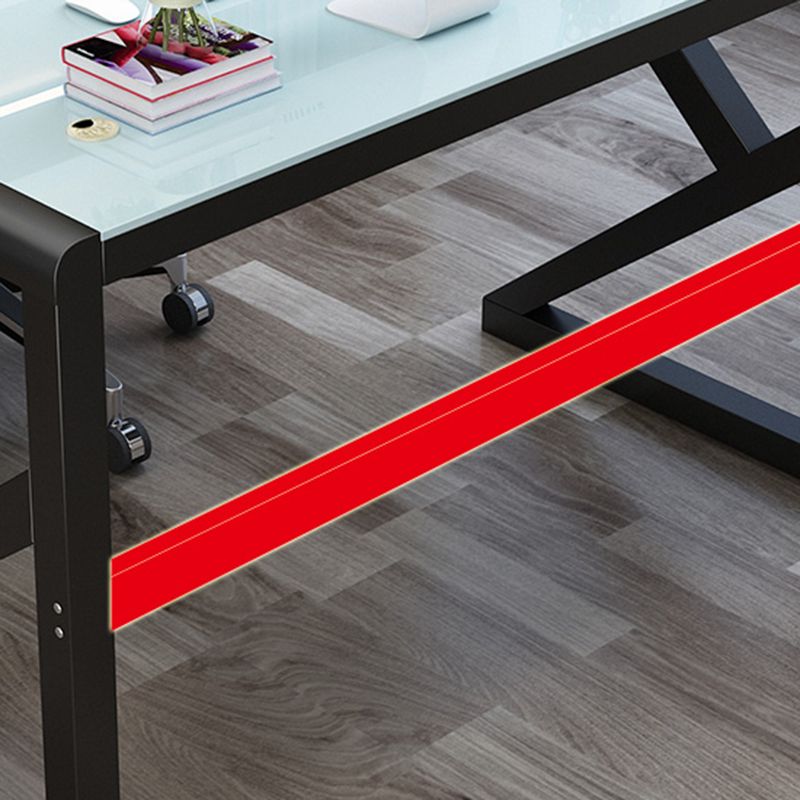 Bureau d'ordinateur en verre moderne de 29,53 pouces de hauteur avec des jambes en acier