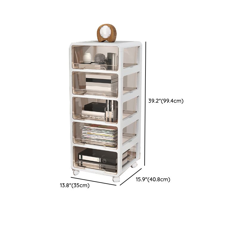 Mobile moderno di archiviazione verticale cassetti di plastica trasparente