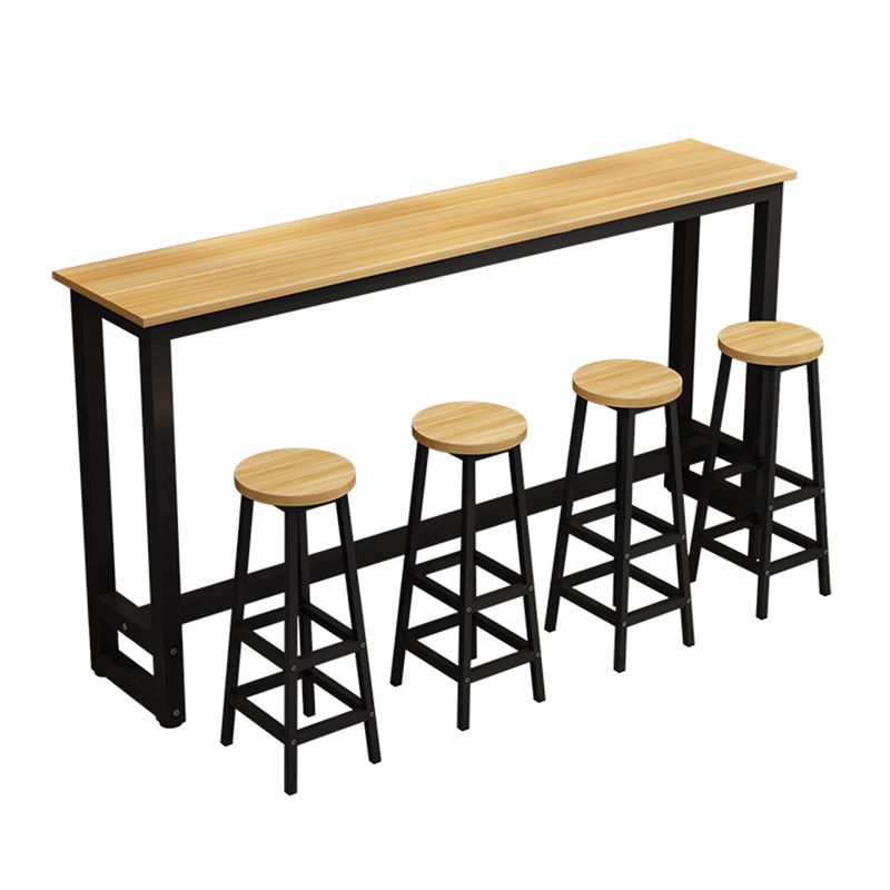 Indoor Modern Rectangle Trestle Bar Dining Table in Metal and Wood Clearhalo 'Bar Furniture' 'Bar Tables' 'bar_tables' 'furn' 'furn_bar_tables' 'Furniture' 'Kitchen & Dining Furniture' 1200x1200_8add5fc6-1f58-4057-8615-8932eecd434e