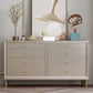 Contemporary Horizontal Double Dresser White/Silver Dresser with Storage for Home