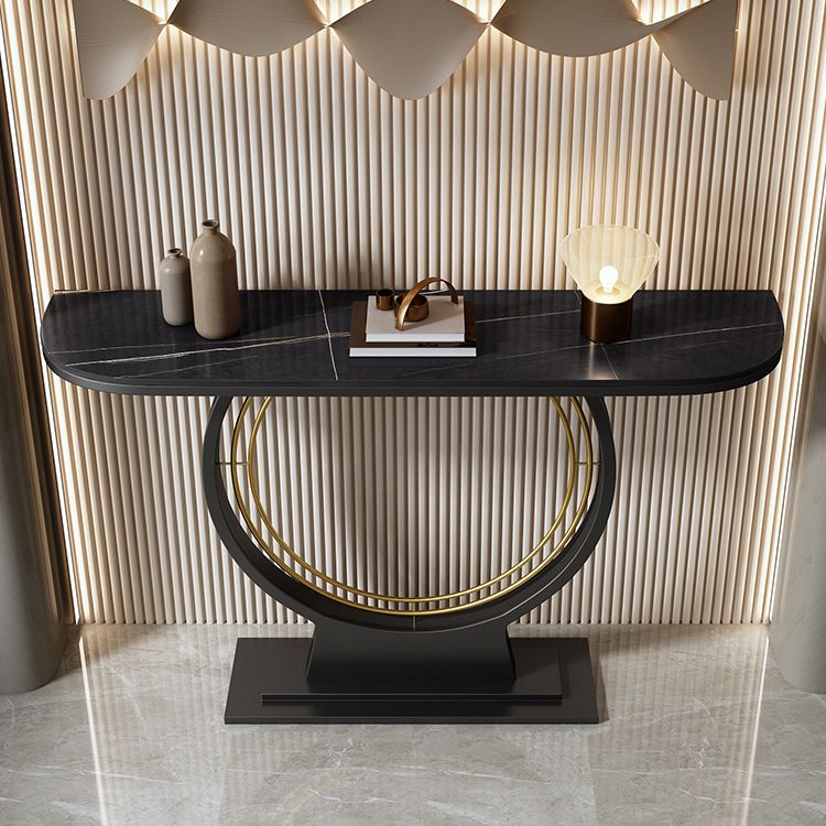 12 Inch Wide Accent Table Half Moon Stone Console Table for Hall Clearhalo 'Console Tables' 'console_tables' 'Entry & Mudroom Furniture' 'furn' 'furn_console_tables' 'Furniture' 1200x1200_8adf210b-c7f8-416f-9cbe-8567a101f644