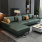 4-seat Flared Arm Sofa & Chaise Mid Century Modern Faux Leather Sofa