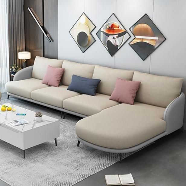 L-Shape Sectional with Sloped Arms and Pillow Back for 4 People
