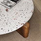 Modern Round Coffee or End Table Wood and Stone Coffee Table Beige