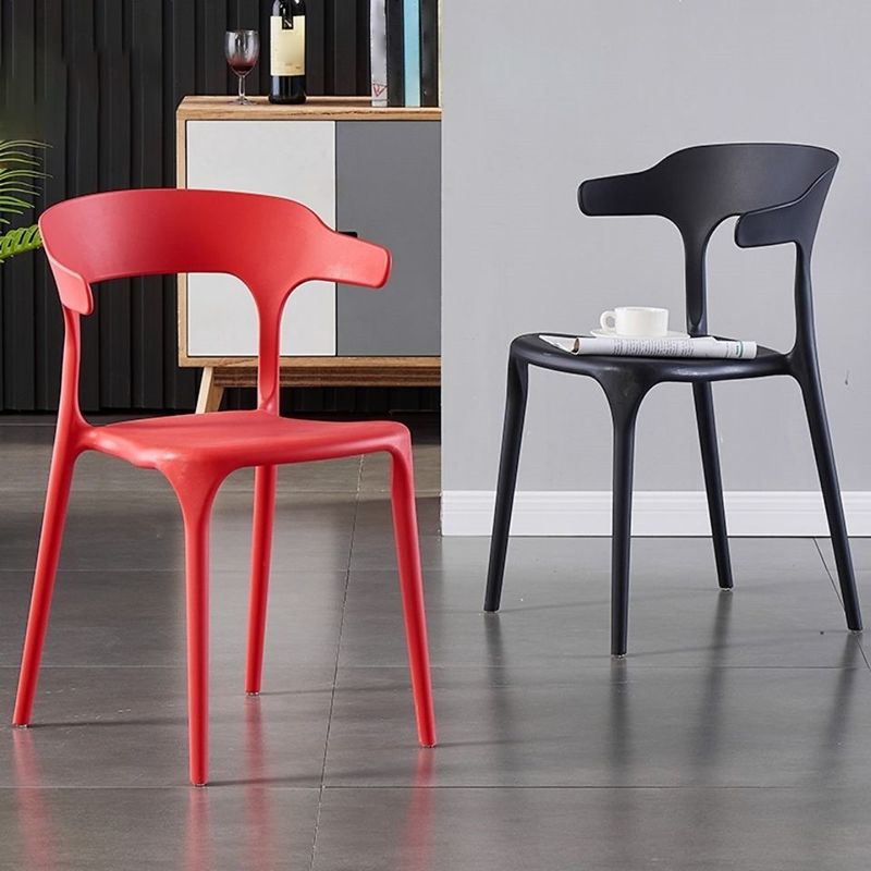 Scandinavian Home Stacking Arm Chair Matte Finish Plastic Dining Chair Clearhalo 'Dining Chairs' 'Dining Tables & Seating' 'dining_chair' 'furn' 'furn_dining_chair' 'Furniture' 'Kitchen & Dining Furniture' 1200x1200_8aea0689-e9d8-49a8-b607-df14b2e928db