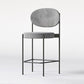 Contemporary Metal Barstool Fabric Stool Low Back in Matte Finish with 4 Legs