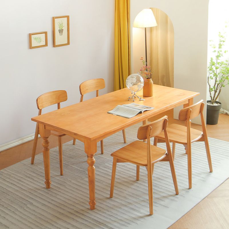 Rectangle Wood Top Dining table Modern Natural Finish Legs Dining Room Table Clearhalo 'Dining Tables & Seating' 'Dining Tables' 'dining_table' 'furn' 'furn_dining_table' 'Furniture' 'Kitchen & Dining Furniture' 1200x1200_8aea960f-db8a-4a1b-8b76-12acce52bec6