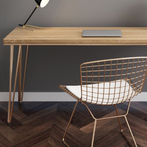 Glam Style Hairpin Writing Desk Rectangular Solid Wood Office Desk Clearhalo 'Furniture' 'furniture_office_desk' 'Office Desks' 'Office Furniture' 'office_desk' 1200x1200_8aebb78d-37c1-4a70-8a0c-9cf582d19e15