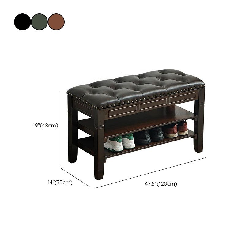 13.65-inch W Traditional Entryway Bench Solid Wood Seating Bench with Upholstered Clearhalo 'Benches' 'Chairs & Seating' 'furn' 'furn_benches' 'Furniture' 'Living Room Furniture' 1200x1200_8aec3909-ba0e-474b-8d01-628469226b34
