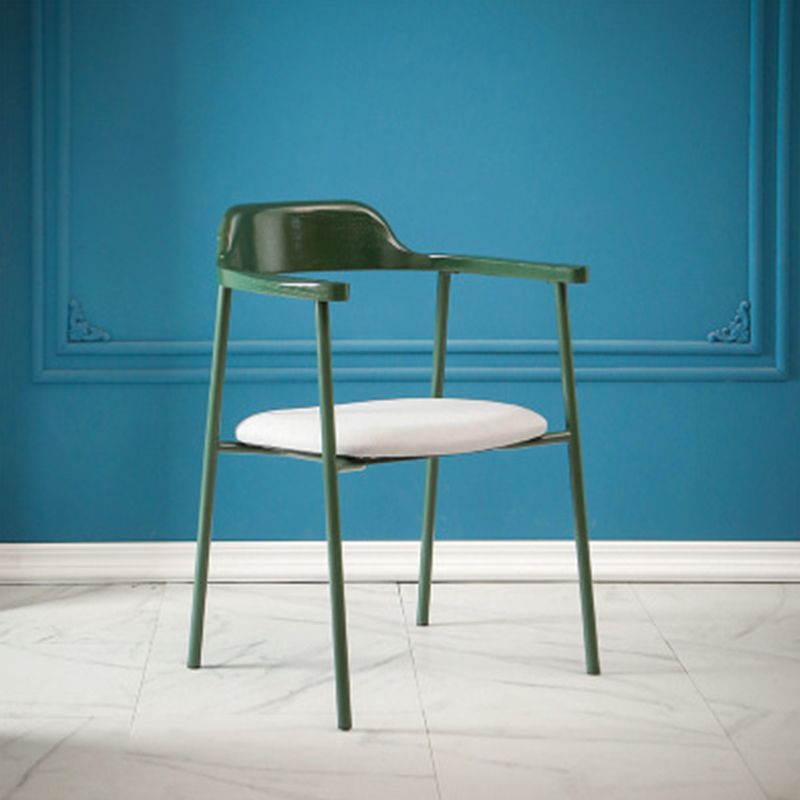 Industrial Indoor-Outdoor Chair Open Back Upholstered Dining Arm Chair