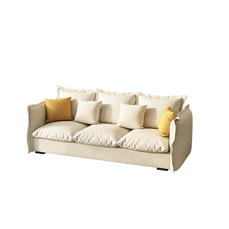 White Faux Leather/Cotton Blend Sofa Square Arm Couch with Pillow Back Clearhalo 'furn' 'furn_sofas' 'Furniture' 'furniture_sofas' 'Living Room Furniture' 'Sofa' 'sofas' 1200x1200_8aec79c2-e80d-424b-b16b-f9ae27a5359a