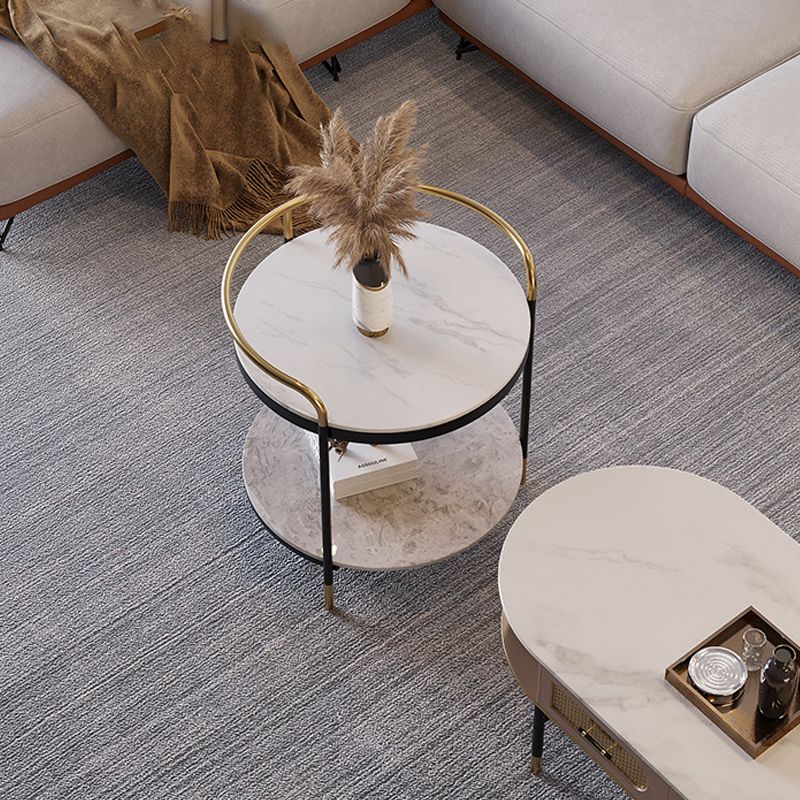 Contemporary with Shelf 3 Legs Round Double Tier Side End Table Clearhalo 'Coffee & Accent Tables' 'End & Side Tables' 'end_side_tables' 'furn' 'furn_end_side_tables' 'Furniture' 'Living Room Furniture' 1200x1200_8aed430d-e32c-47dc-8bff-dd5e549648cf