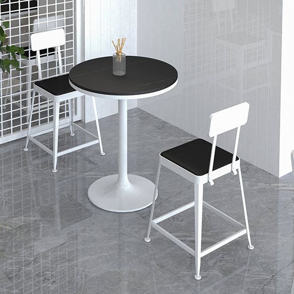 Glam Round Stone Bar Dining Table Iron Indoor Bistro Table with Single Pedestal Clearhalo 'Bar Furniture' 'Bar Tables' 'bar_tables' 'furn' 'furn_bar_tables' 'Furniture' 'furniture_bar_tables' 'Kitchen & Dining Furniture' 'kitchen&dining_furn' 'kitchen' 1200x1200_8aed9a7b-2249-4a1f-8c99-76b69a7cb290