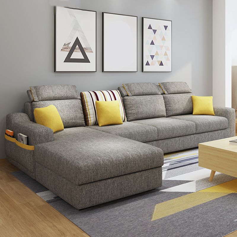 Square Arm Light-grey Cushion Back Modern Living Room Storage Sofa Clearhalo 'furn' 'furn_sectionals' 'Furniture' 'furniture_sectionals' 'kitchen' 'kitchen_sectionals' 'Living Room Furniture' 'Sectionals' 1200x1200_8af041ea-dafe-4185-9b9e-2fa1aa3422b7