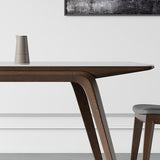 Table de salle à manger en pierre frittée de table rectangulaire moderne avec pieds en bois