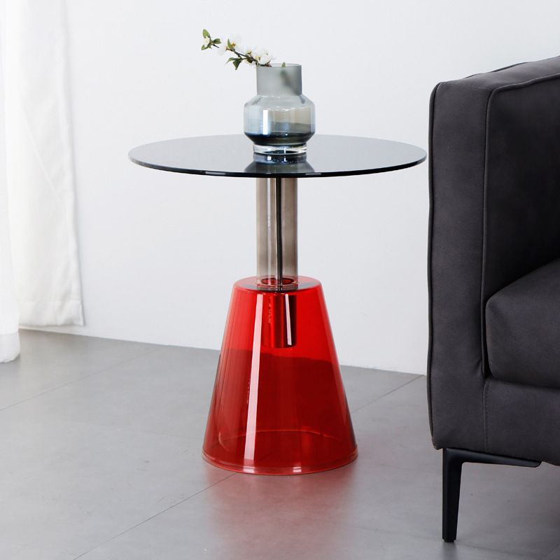 Contemporary Glass Pedestal Round Living Room Glass Top Side Table Clearhalo 'Coffee & Accent Tables' 'End & Side Tables' 'end_side_tables' 'furn' 'furn_end_side_tables' 'Furniture' 'Living Room Furniture' 1200x1200_8af37be7-a017-42e0-9695-e9f025590244