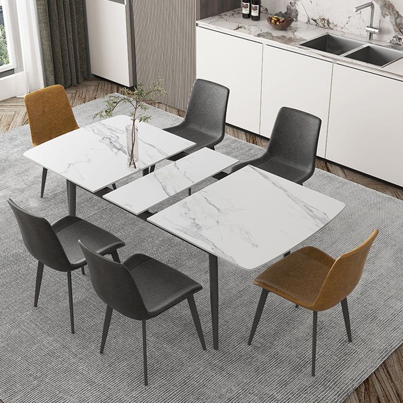 Modern 1/4/5/7 Pieces Scalable Dinette Set with Sintered Stone Top White Dining Table Set Clearhalo 'Dining Room Sets' 'Dining Tables & Seating' 'dining_room_set' 'furn' 'furn_dining_room_set' 'Furniture' 'furniture_dining_room_set' 'Kitchen & Dining Furniture' 1200x1200_8af3da5e-c94f-4f53-ace8-7ab7beb8b353