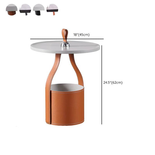 Pedestal de mesa lateral contemporánea con almacenamiento en la sala de estar redonda de mesa auxiliar