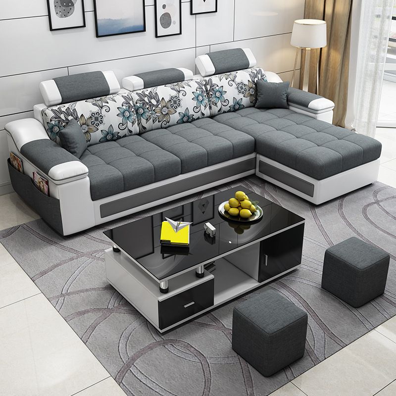 Pillow Top Arm Modular Settee Furniture 3-seater Sofa and Chaise with Pillows Clearhalo 'furn' 'furn_sectionals' 'Furniture' 'furniture_sectionals' 'kitchen' 'kitchen_sectionals' 'Living Room Furniture' 'Sectionals' 1200x1200_8af45807-07ab-4eb8-b292-f55ff5568953
