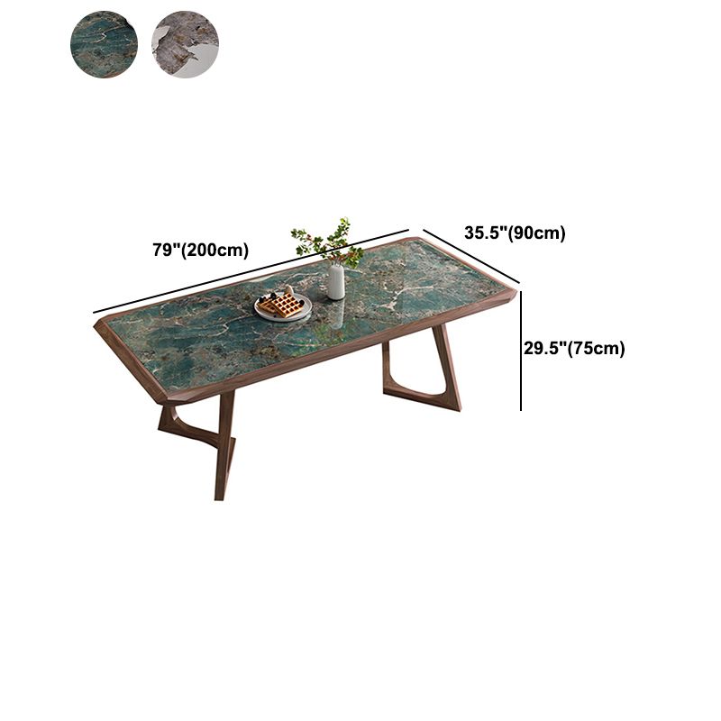 Modern Brown Finish Legs Dining Site Table Stone Top Double Pedestal Table Clearhalo 'Dining Tables & Seating' 'Dining Tables' 'dining_table' 'furn' 'furn_dining_table' 'Furniture' 'Kitchen & Dining Furniture' 1200x1200_8af49b8f-33bf-4628-bb05-0258b1238ddd