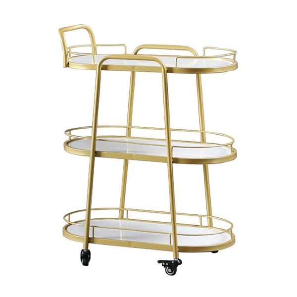 Modern Style Oval Prep Table Rolling Metal Prep Table for Home